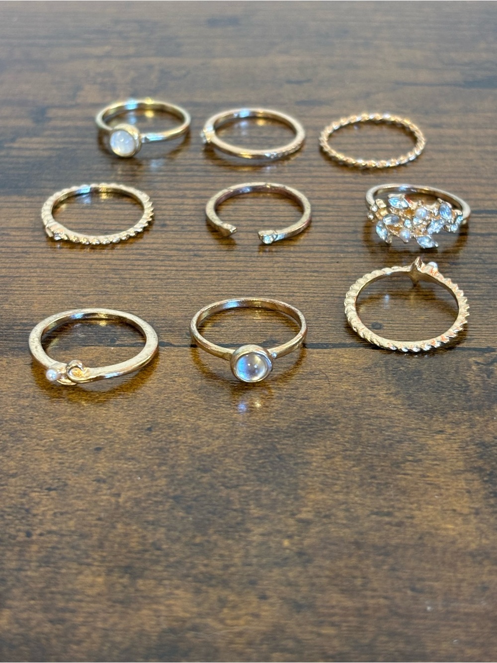 Set of 9 rings
